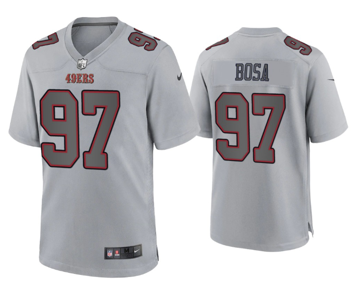 Men's San Francisco 49ers #97 Nick Bosa Grey Atmosphere Fashion Stitched Game Jersey